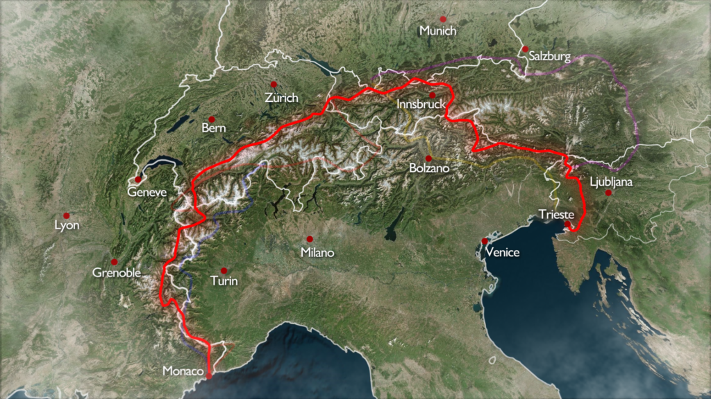 La via Alpina; de 'Adriatique à la Méditerrannée... 